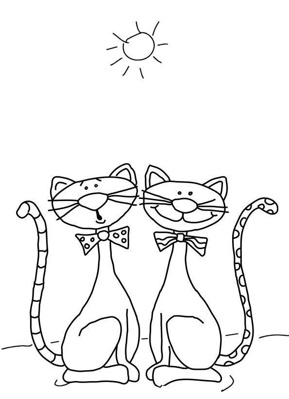 Dwa koty – arkusz pracy rozwijający czytanie ze zrozumieniem oraz orientację&nbsp;przestrzenną