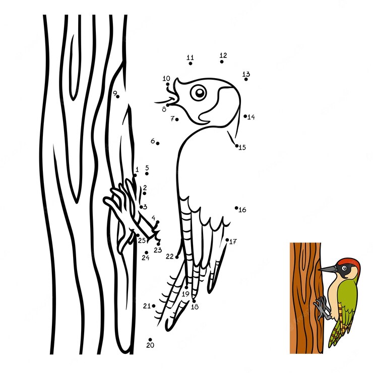 Dzięcioł zielony – arkusz pracy dla ucznia z trudnościami z&nbsp;uwagą