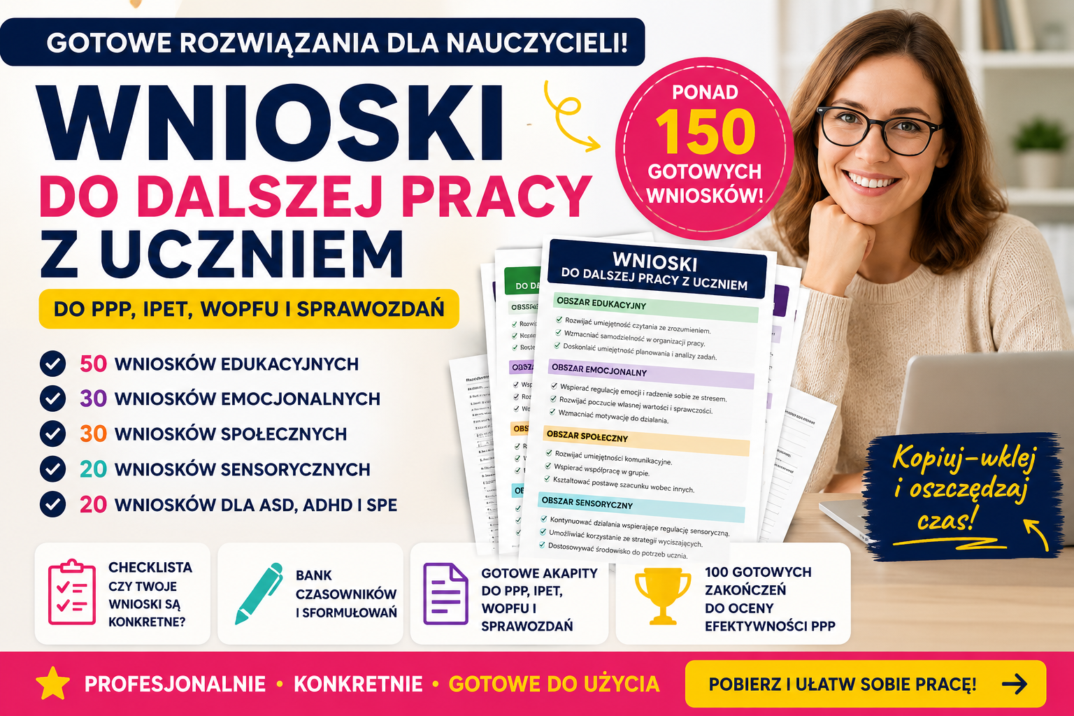 Wnioski do dalszej pracy z uczniem – gotowe przykłady do PPP, IPET, WOPFU i sprawozdań